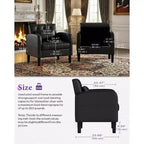 TYBOATLE Fauteuil d'appoint du milieu du siècle en similicuir avec rangement dissimulé, fauteuil capitonné avec poches latérales et coussin lombaire pour salon, bureau
