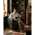 TYBOATLE Fauteuil d'appoint du milieu du siècle en similicuir avec rangement dissimulé, fauteuil capitonné avec poches latérales et coussin lombaire pour salon, bureau