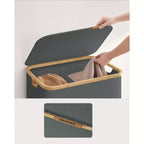 SONGMICS Panier à linge, Panier à linge avec couvercle, Panier de rangement pliable, Cadre en bambou, Tissu Oxford, 140 L