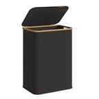 SONGMICS Panier à linge, Panier à linge avec couvercle, Panier de rangement pliable, Cadre en bambou, Tissu Oxford, 140 L