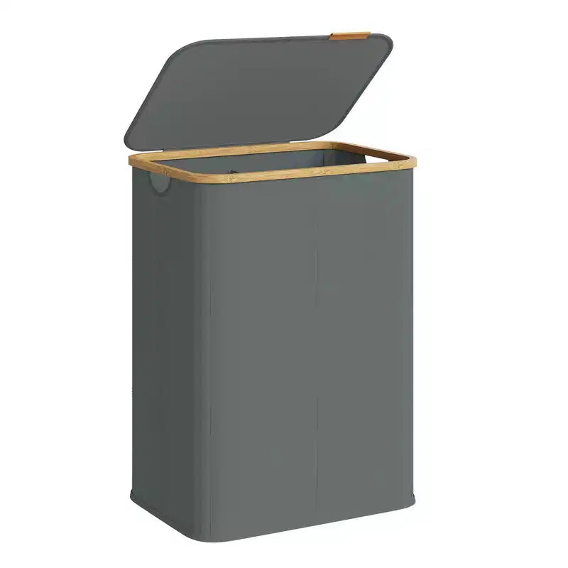 SONGMICS Panier à linge, Panier à linge avec couvercle, Panier de rangement pliable, Cadre en bambou, Tissu Oxford, 140 L