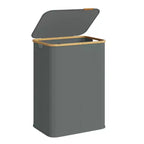 SONGMICS Panier à linge, Panier à linge avec couvercle, Panier de rangement pliable, Cadre en bambou, Tissu Oxford, 140 L