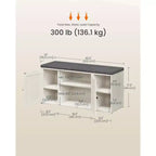 SONGMICS HOME Banc de Rangement, Assemblage Sans Outil Super Rapide, Meuble à Chaussures avec Porte et Étagère Réglable, Blanc Rustique et Gris Ardoise