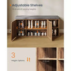 SONGMICS HOME Banc de Rangement, Assemblage Sans Outil Super Rapide, Meuble à Chaussures avec Porte et Étagère Réglable, Blanc Rustique et Gris Ardoise