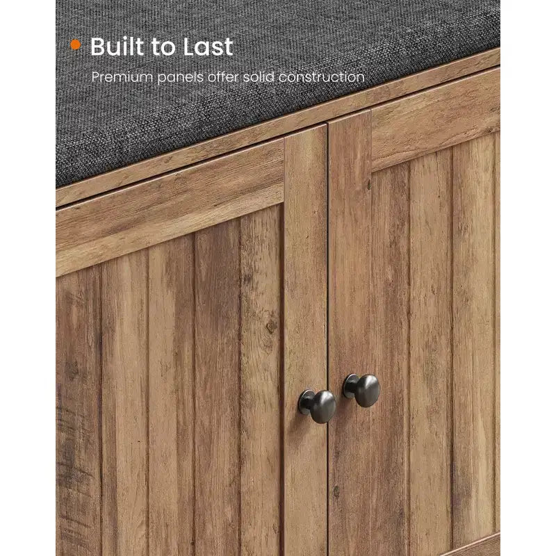 SONGMICS HOME Banc de Rangement, Assemblage Sans Outil Super Rapide, Meuble à Chaussures avec Porte et Étagère Réglable, Blanc Rustique et Gris Ardoise