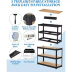 Étagères réglables, rayonnages métalliques de rangement, étagères de garage robustes, étagères de garage réglables, racks utilitaires de rangement en métal pour entrepôt, cellier