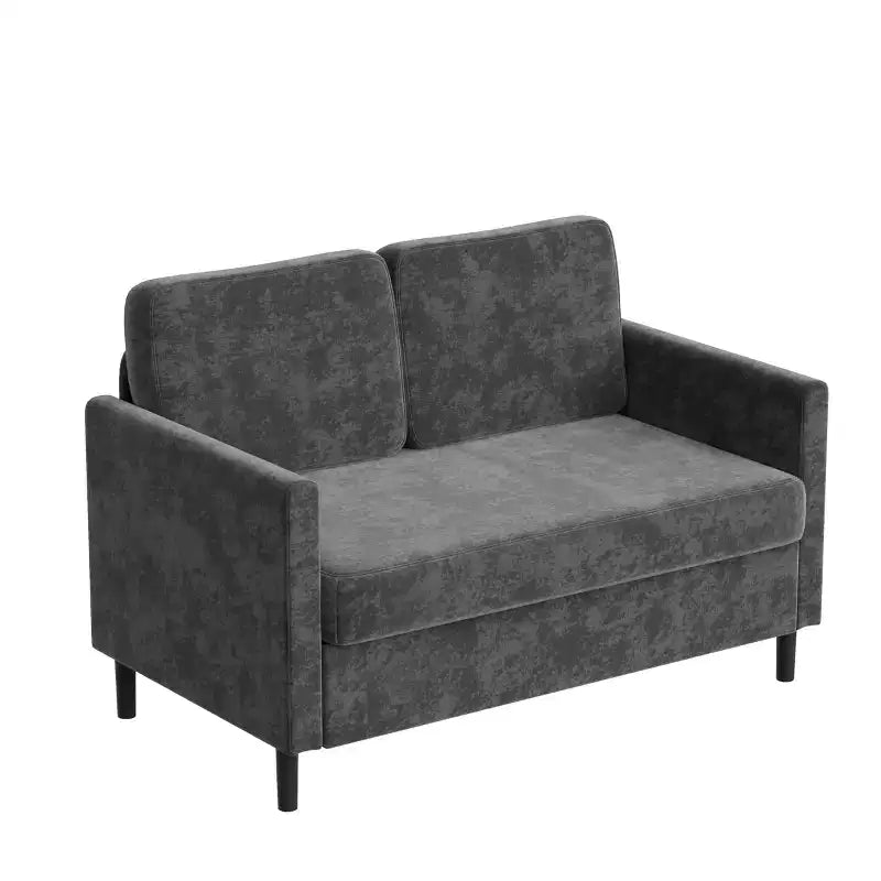 Canapé 2 places de 130 cm, en faux lin respirant avec large dossier et sièges rembourrés, cadre en bois compact pour petits espaces et appartements
