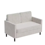Canapé 2 places de 130 cm, en faux lin respirant avec large dossier et sièges rembourrés, cadre en bois compact pour petits espaces et appartements