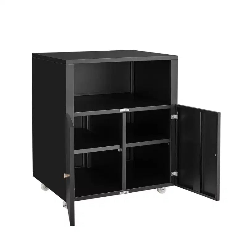 Armoire de rangement roulante robuste avec 2 portes et étagère de rangement, armoire de classement en métal sous le bureau pour garage, maison, bureau