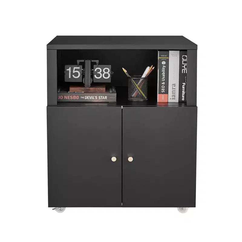 Armoire de rangement roulante robuste avec 2 portes et étagère de rangement, armoire de classement en métal sous le bureau pour garage, maison, bureau
