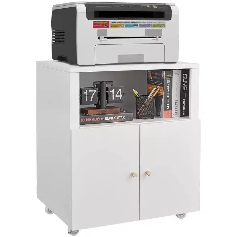 Armoire de rangement roulante robuste avec 2 portes et étagère de rangement, armoire de classement en métal sous le bureau pour garage, maison, bureau