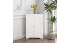 Meuble de rangement d'angle au sol avec 2 portes et étagères réglables, Organisateur de rangement autoportant, Blanc