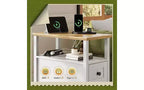 DEXYLLO Table d'appoint étroite avec station de charge, Table de chevet en bois avec 2 tiroirs, Tables d'appoint pour salon, chambre à coucher, petits espaces