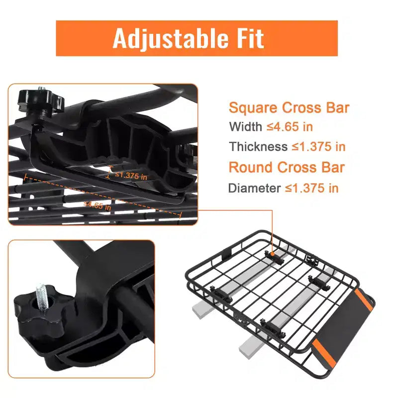 Panier de toit en acier – Capacité de 90,7 kg – pour VUS et camionnettes, support à bagages de toit de voiture