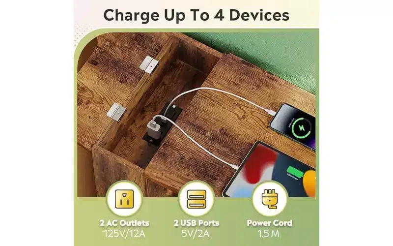 Meuble Classeur DEXYLLO avec serrure, classeurs latéraux mobiles à roulettes à 3 tiroirs avec station de charge, support d'imprimante avec rangement ouvert