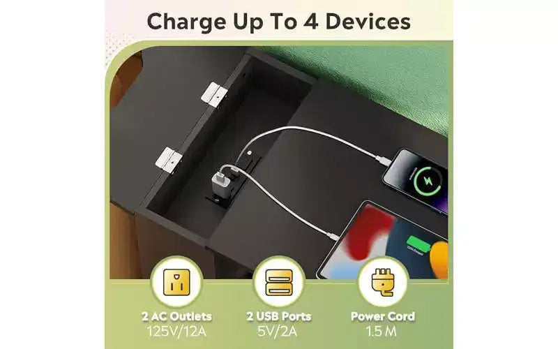 Meuble Classeur DEXYLLO avec serrure, classeurs latéraux mobiles à roulettes à 3 tiroirs avec station de charge, support d'imprimante avec rangement ouvert
