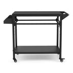 Chariot de barbecue extérieur avec roulettes verrouillables, plateau de rangement, poignée latérale pour terrasse, jardin, camping