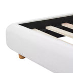 Cadre de lit plateforme rembourré Queen/King Size Lit profil bas avec tête de lit capitonnée à oreilles, Blanc - ModernLuxe
