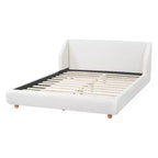 Cadre de lit plateforme rembourré Queen/King Size Lit profil bas avec tête de lit capitonnée à oreilles, Blanc - ModernLuxe
