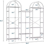 Étagère arquée à 4 niveaux, 11 étagères ouvertes, cadre en métal et étagères en bois, grand rayonnage de rangement sur pied pour salon, chambre à coucher, bureau à domicile