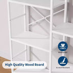 Étagère arquée à 4 niveaux, 11 étagères ouvertes, cadre en métal et étagères en bois, grand rayonnage de rangement sur pied pour salon, chambre à coucher, bureau à domicile