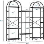 Étagère arquée à 4 niveaux, 11 étagères ouvertes, cadre en métal et étagères en bois, grand rayonnage de rangement sur pied pour salon, chambre à coucher, bureau à domicile