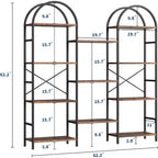 Étagère arquée à 4 niveaux, 11 étagères ouvertes, cadre en métal et étagères en bois, grand rayonnage de rangement sur pied pour salon, chambre à coucher, bureau à domicile
