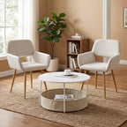 Ensemble 3 pièces de fauteuils d'appoint et table basse FurnitureR, table d'appoint ronde avec 2 chaises rembourrées pour salon, salle de séjour ou appartement