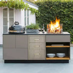 Tiroir de rangement triple en acier inoxydable robuste, montage encastré résistant aux intempéries pour îlot de cuisine extérieur et barbecue