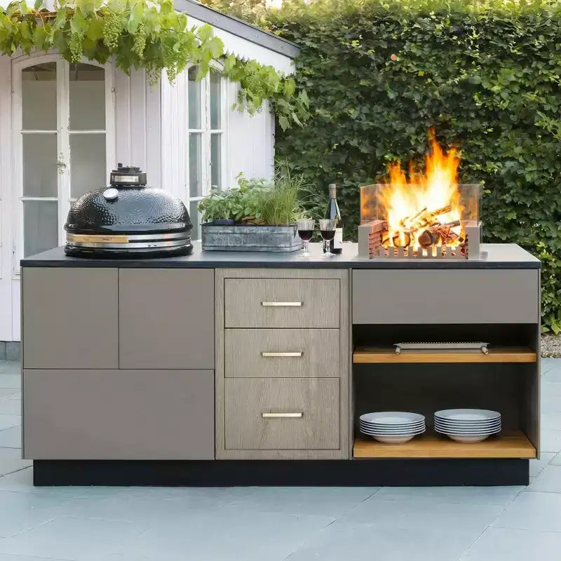 Tiroir de rangement triple en acier inoxydable robuste, montage encastré résistant aux intempéries pour îlot de cuisine extérieur et barbecue