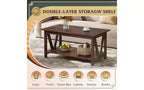 Table Basse DEXYLLO avec Étagère de Rangement, Table Basse de Ferme de 100 cm avec Support en V