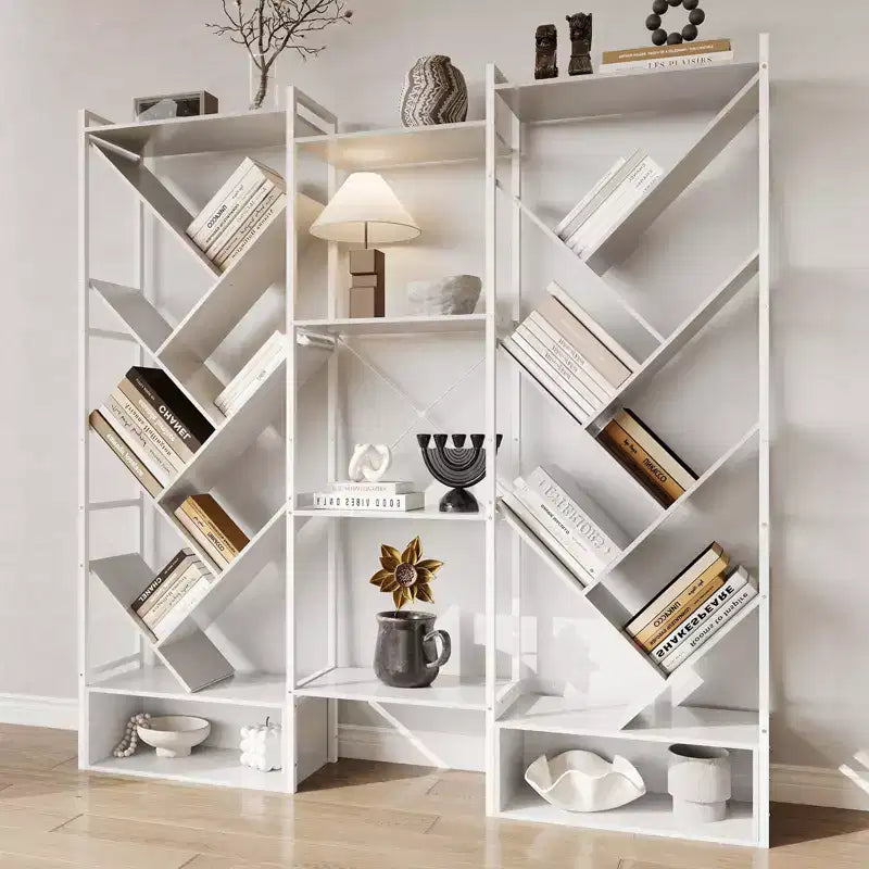Étagère à livres à 6 niveaux, grande bibliothèque industrielle avec 24 étagères ouvertes, cadre en métal et panneaux en bois pour le salon ou la maison