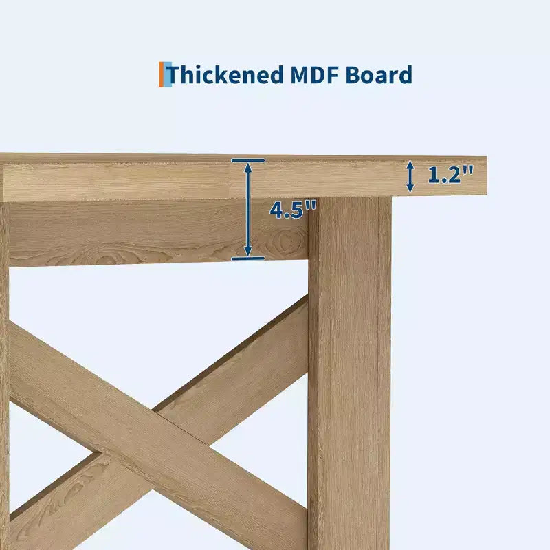LinTime Grande table de salle à manger de style ferme de 180 cm pour 6 à 8 personnes - Table rectangulaire en bois robuste - Plateau épais et pieds triangulaires solides - Pour cuisine