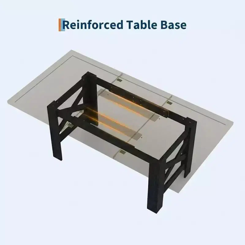 LinTime Grande table de salle à manger de style ferme de 180 cm pour 6 à 8 personnes - Table rectangulaire en bois robuste - Plateau épais et pieds triangulaires solides - Pour cuisine