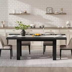 LinTime Grande table de salle à manger de style ferme de 180 cm pour 6 à 8 personnes - Table rectangulaire en bois robuste - Plateau épais et pieds triangulaires solides - Pour cuisine