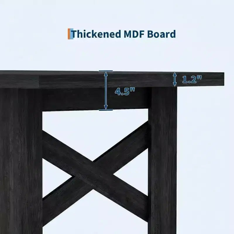 LinTime Grande table de salle à manger de style ferme de 180 cm pour 6 à 8 personnes - Table rectangulaire en bois robuste - Plateau épais et pieds triangulaires solides - Pour cuisine