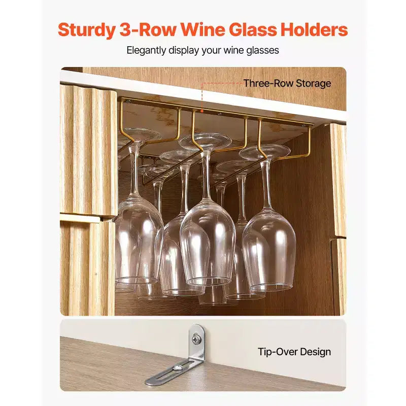 Meuble à vin VEVOR, bar à café avec 9 casiers à bouteilles de vin, buffet moderne avec porte-verres, éclairage LED, station de charge, naturel