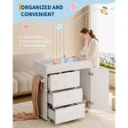 Commode à langer bébé avec 2/4 tiroirs, commode de chambre de bébé moderne et station à langer avec espace de rangement ouvert pour chambre à coucher et chambre de bébé