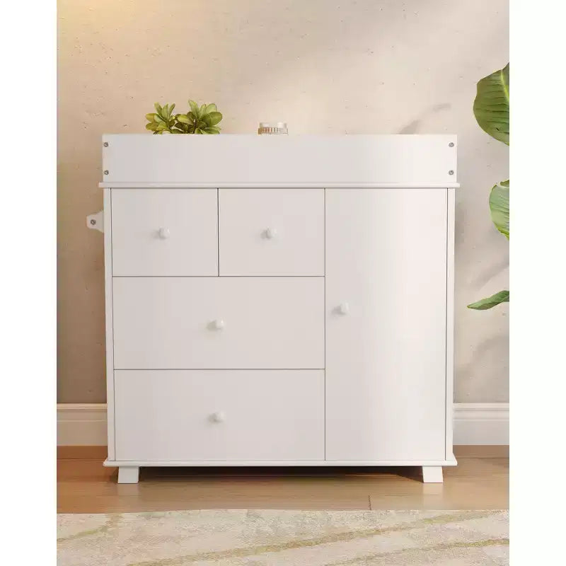 Commode à langer bébé avec 2/4 tiroirs, commode de chambre de bébé moderne et station à langer avec espace de rangement ouvert pour chambre à coucher et chambre de bébé