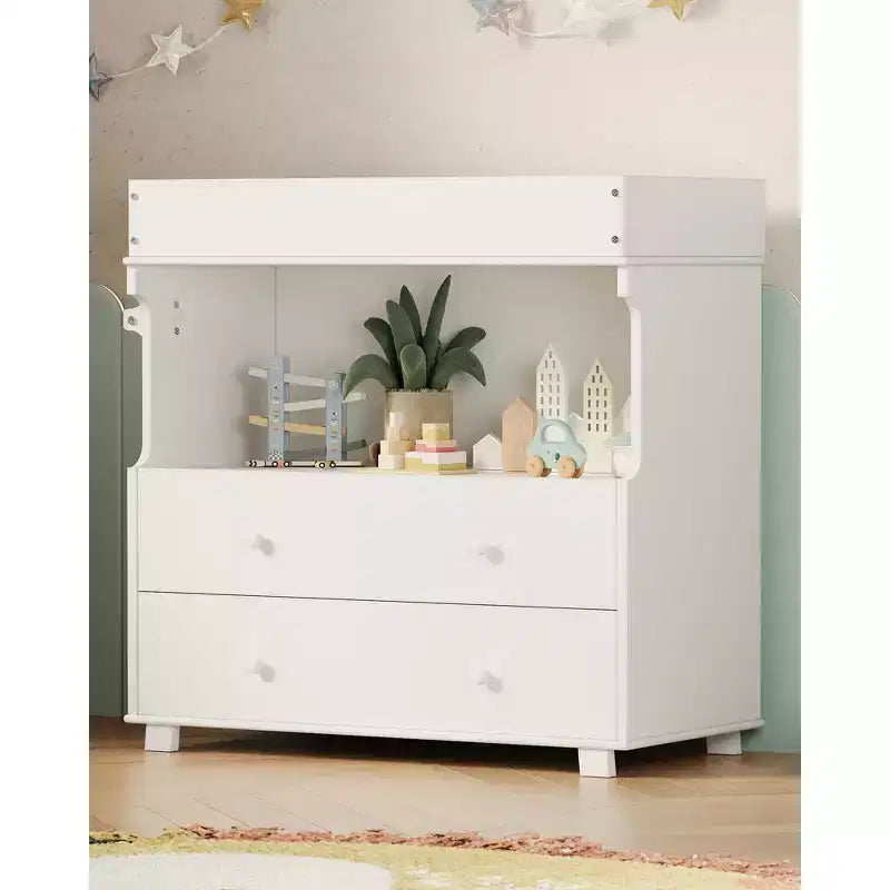 Commode à langer bébé avec 2/4 tiroirs, commode de chambre de bébé moderne et station à langer avec espace de rangement ouvert pour chambre à coucher et chambre de bébé