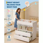 Commode à langer bébé avec 2/4 tiroirs, commode de chambre de bébé moderne et station à langer avec espace de rangement ouvert pour chambre à coucher et chambre de bébé