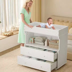 Commode à langer bébé avec 2/4 tiroirs, commode de chambre de bébé moderne et station à langer avec espace de rangement ouvert pour chambre à coucher et chambre de bébé