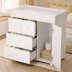 Commode à langer bébé avec 2/4 tiroirs, commode de chambre de bébé moderne et station à langer avec espace de rangement ouvert pour chambre à coucher et chambre de bébé