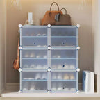 Étagère à chaussures 6 niveaux double rangée avec crochets, Meuble de rangement autoportant 12 casiers pour placard, entrée et chambre, Noir