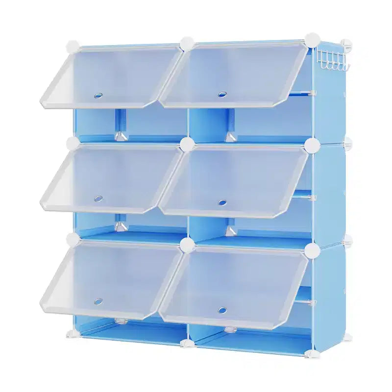 Étagère à chaussures 6 niveaux double rangée avec crochets, Meuble de rangement autoportant 12 casiers pour placard, entrée et chambre, Noir