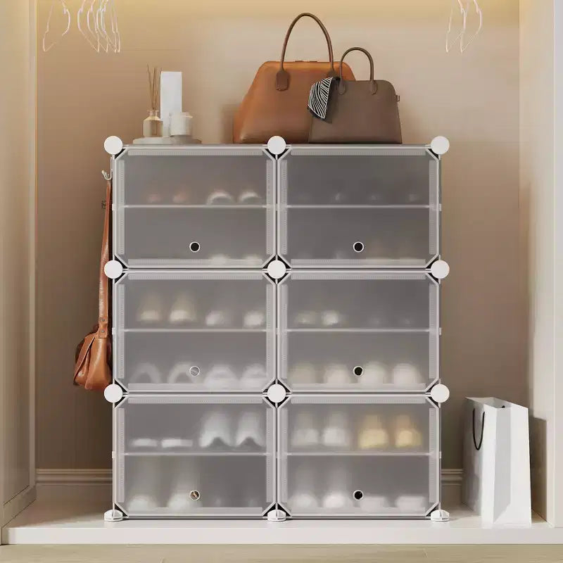 Étagère à chaussures 6 niveaux double rangée avec crochets, Meuble de rangement autoportant 12 casiers pour placard, entrée et chambre, Noir