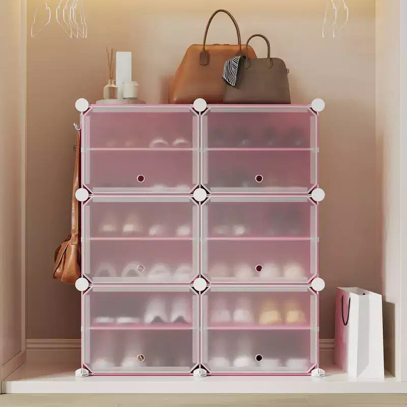 Étagère à chaussures 6 niveaux double rangée avec crochets, Meuble de rangement autoportant 12 casiers pour placard, entrée et chambre, Noir
