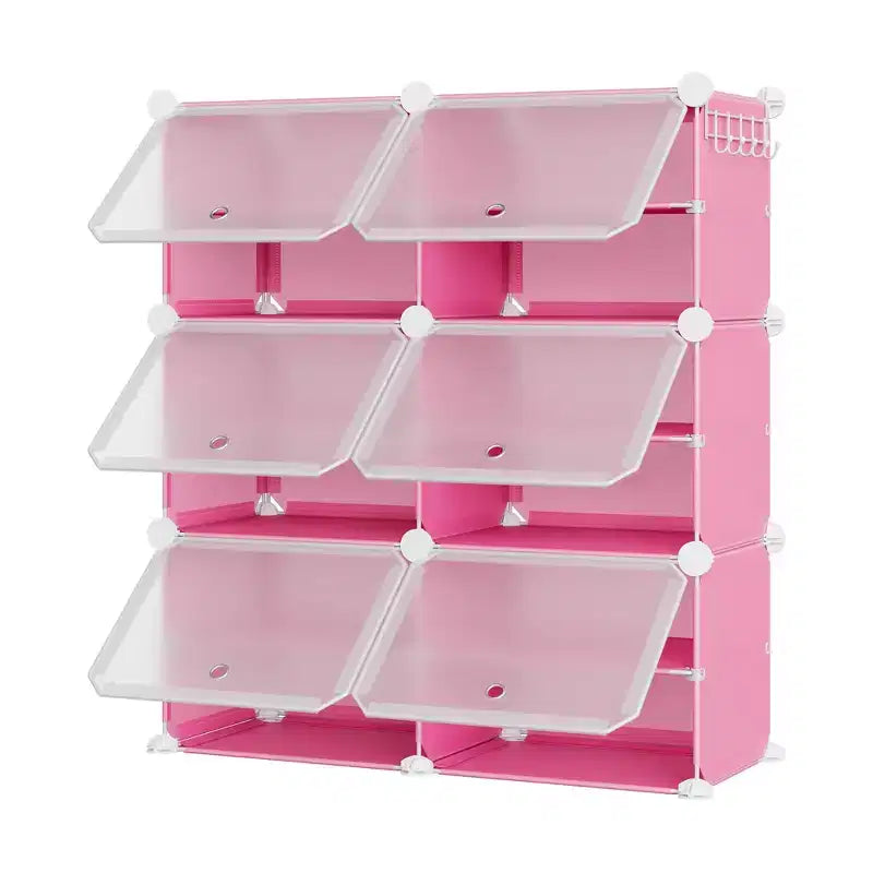 Étagère à chaussures 6 niveaux double rangée avec crochets, Meuble de rangement autoportant 12 casiers pour placard, entrée et chambre, Noir