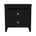 HomeRoots 24 Black Wood Two Drawer Nightstand
