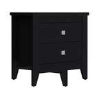 HomeRoots Table de chevet à deux tiroirs en bois noir 24 po